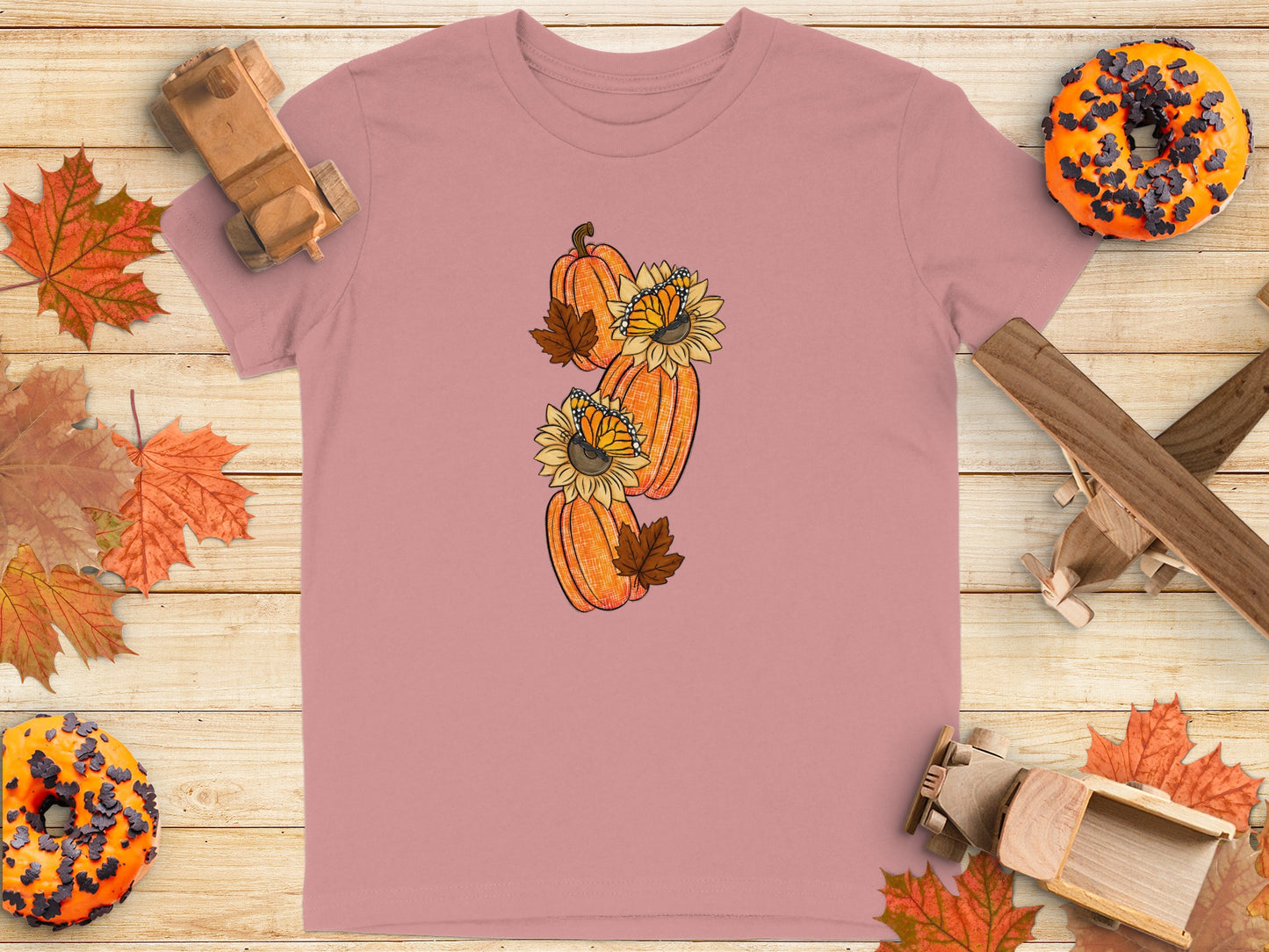 Festive Autumn Pumpkin Sunflower Design Shirt
