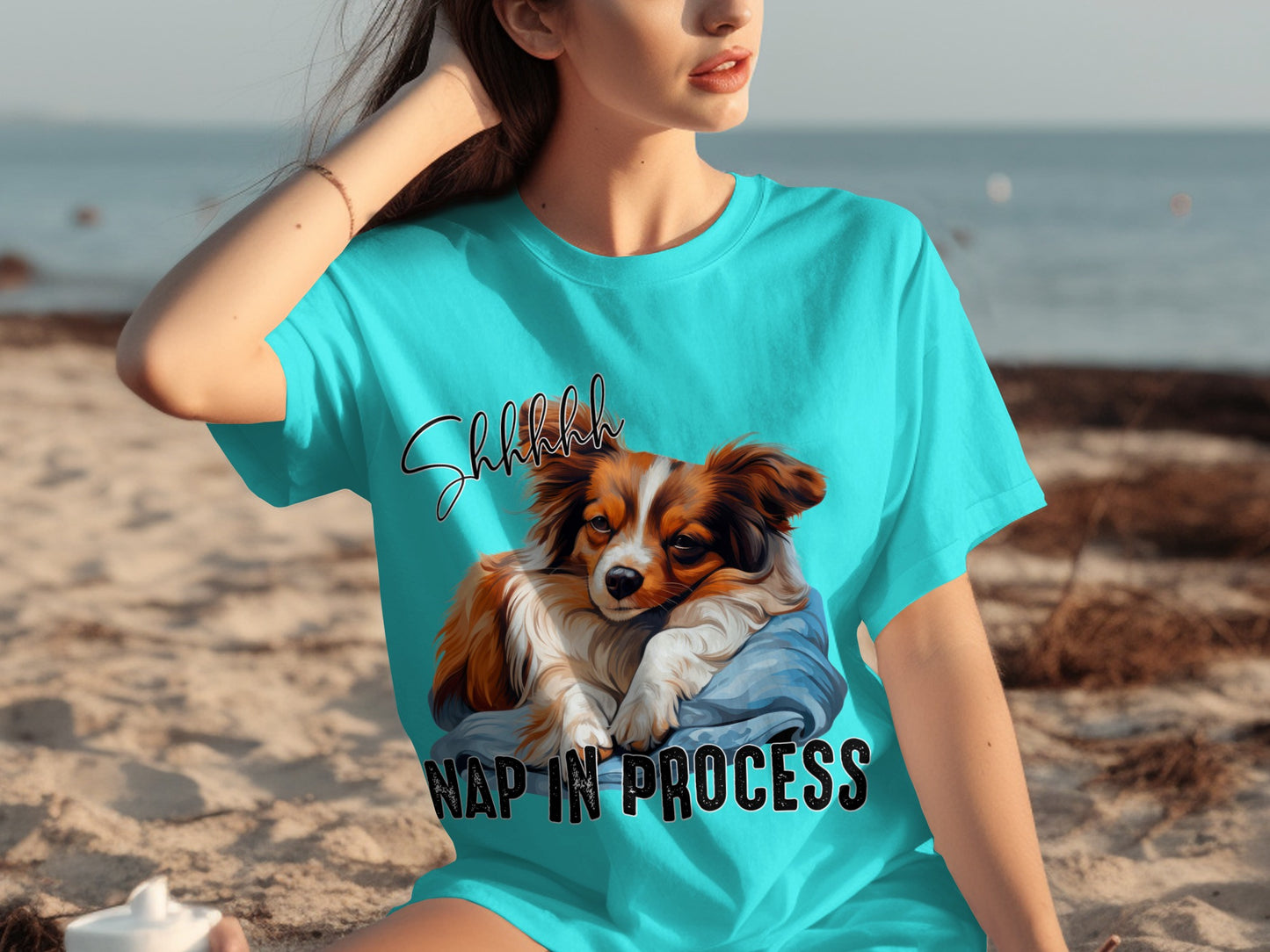 Shhh Nap in Process Adorable Dog Graphic T-Shirt