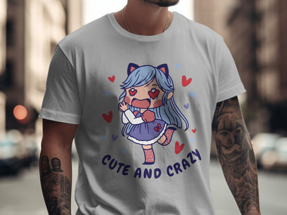 Cute And Crazy Catgirl Anime Graphic Tee