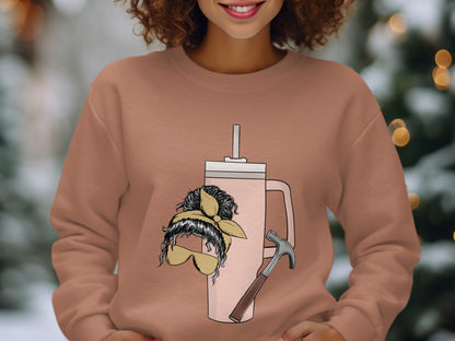 Hilarious Hammer Mustache Design Sweatshirt for Adults