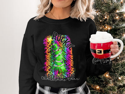 Rockin' Around The Christmas Tree Leopard Print Sweatshirt