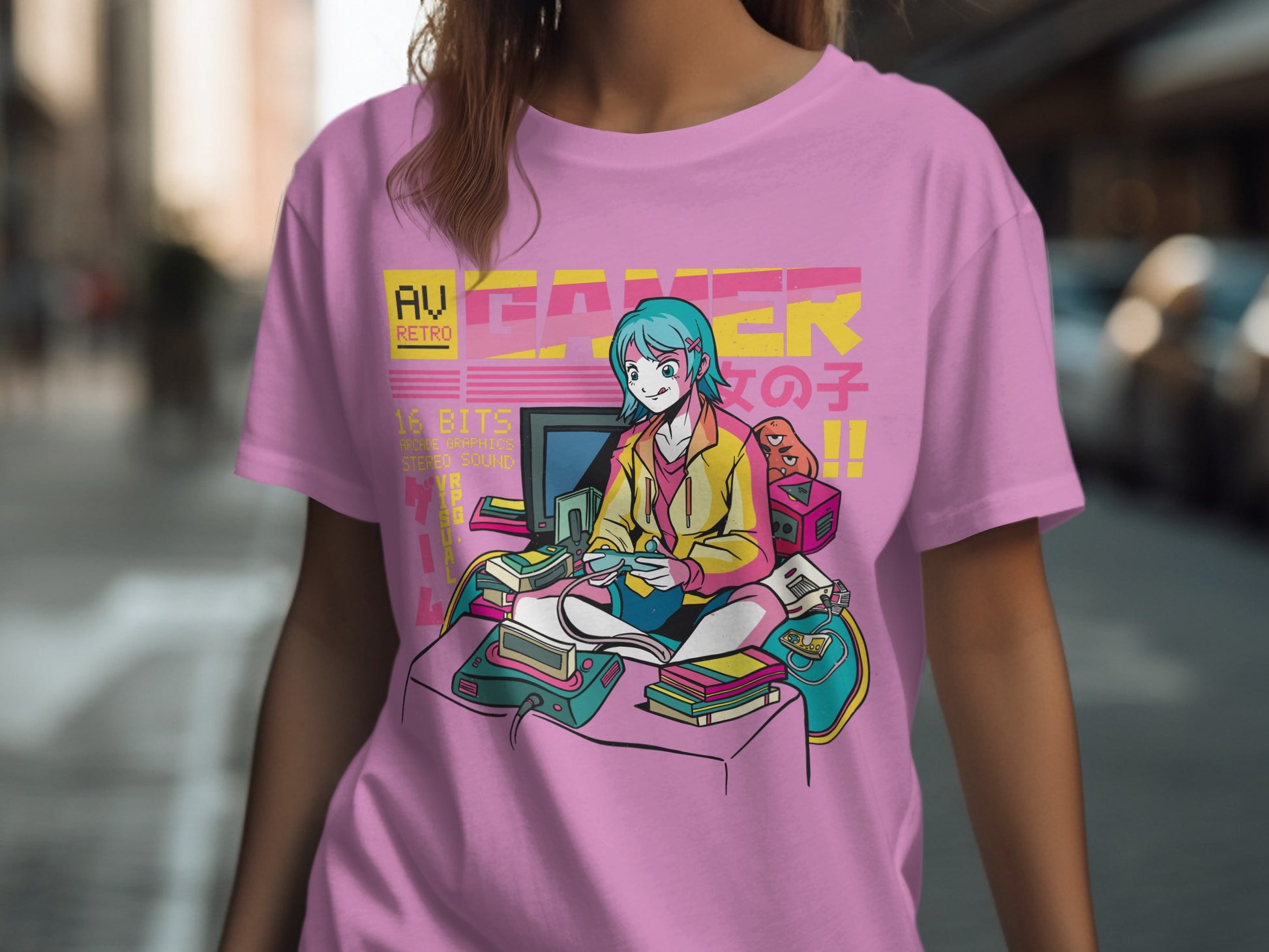 Retro Gamer Girl 90s Style Graphic T-Shirt