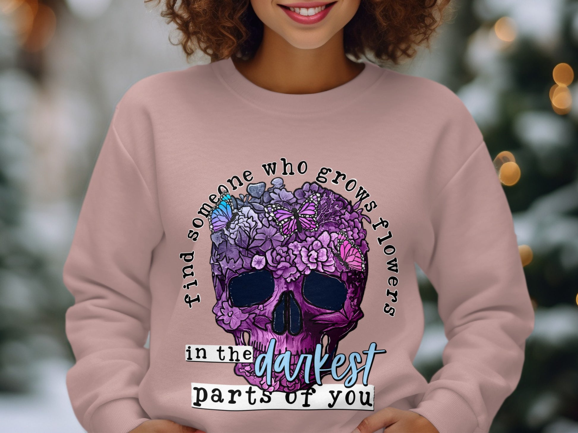 Inspirational Skull and Flowers Design Sweatshirt