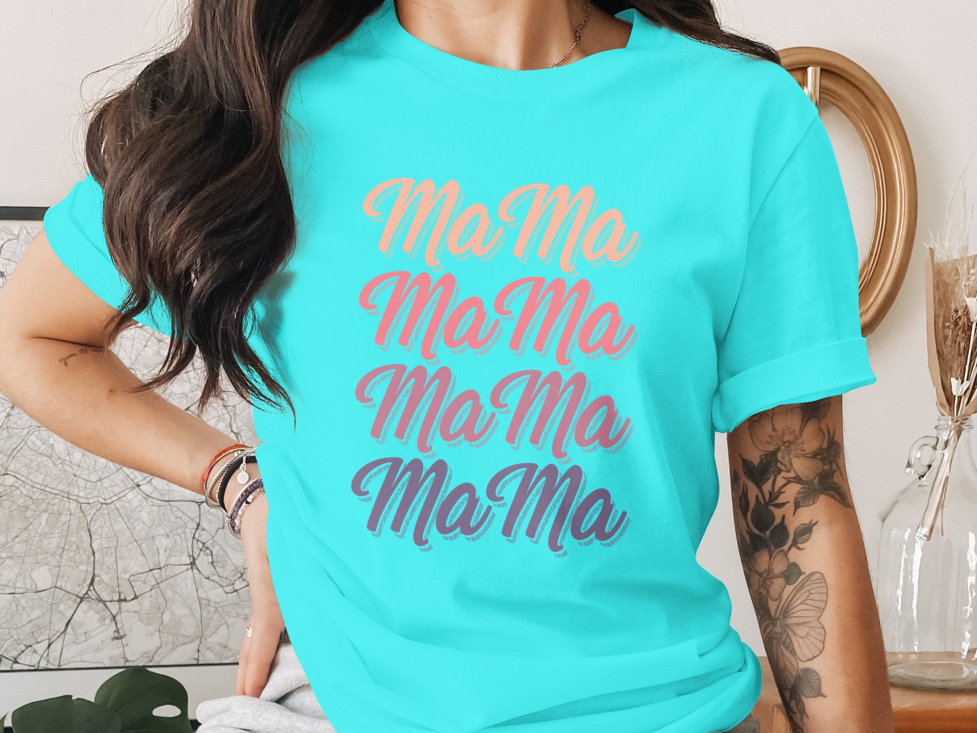 MaMa Multicolor Text Graphic T-Shirt