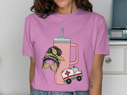 Funny Retro Style Coffee Mug With Ambulance Illustration