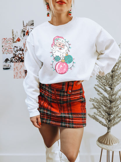 Festive Santa Graphic Red Plaid Skirt Holiday Look