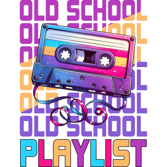Retro Colorful Cassette Tape Old School Playlist Poster