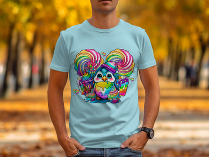 Cute Cartoon Penguin with Sweets Graphic T-Shirt