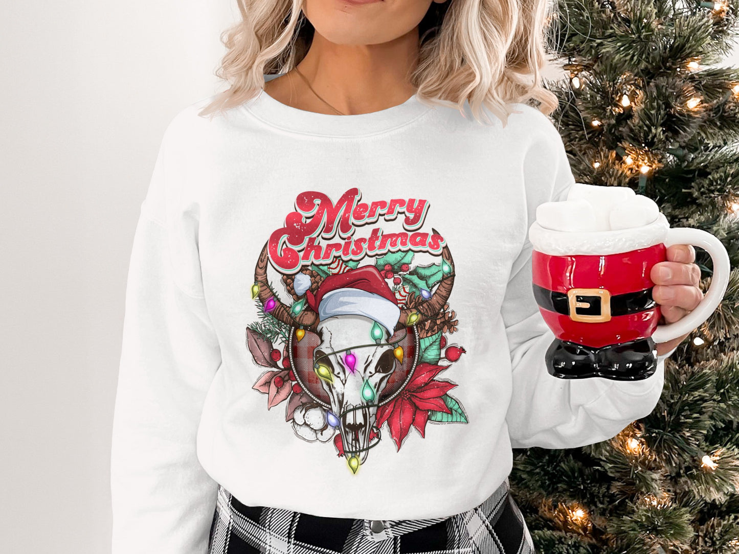Merry Christmas Skull Festive Holiday Sweater