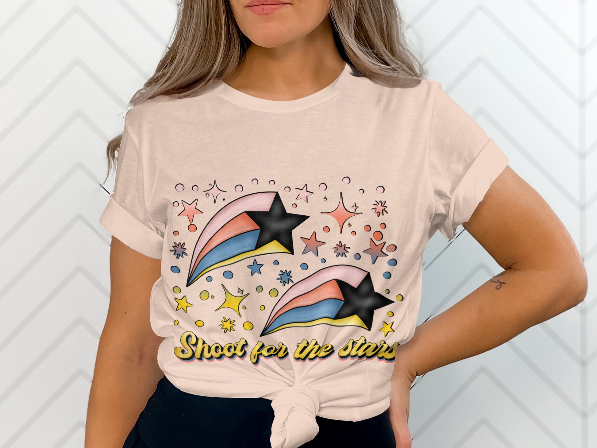 Shoot for the stars graphic tee shirt design