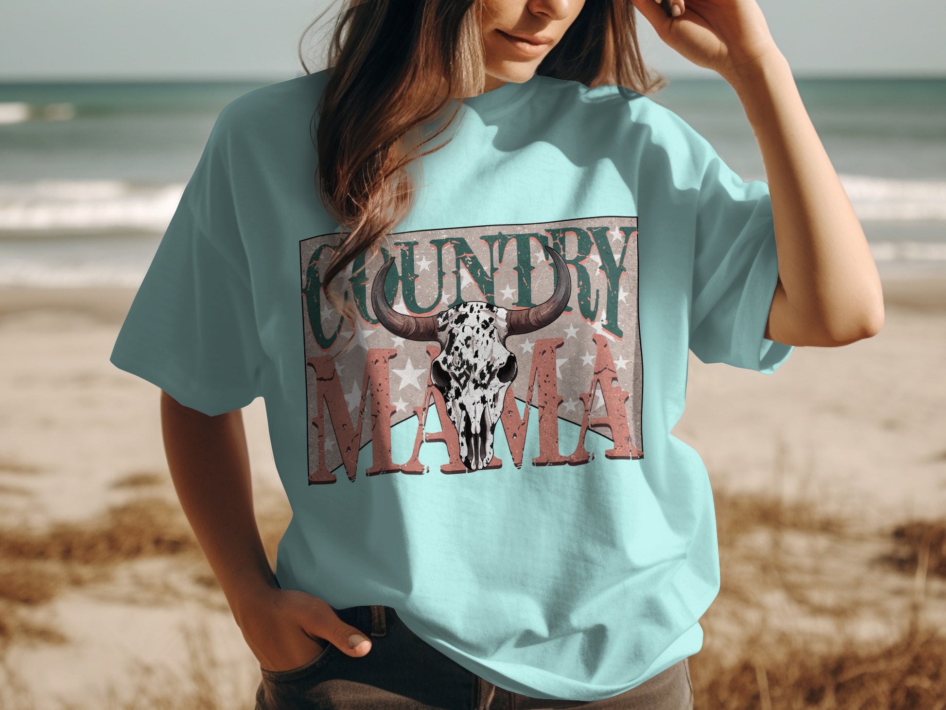 Country Mama graphic tee beach style casual wear