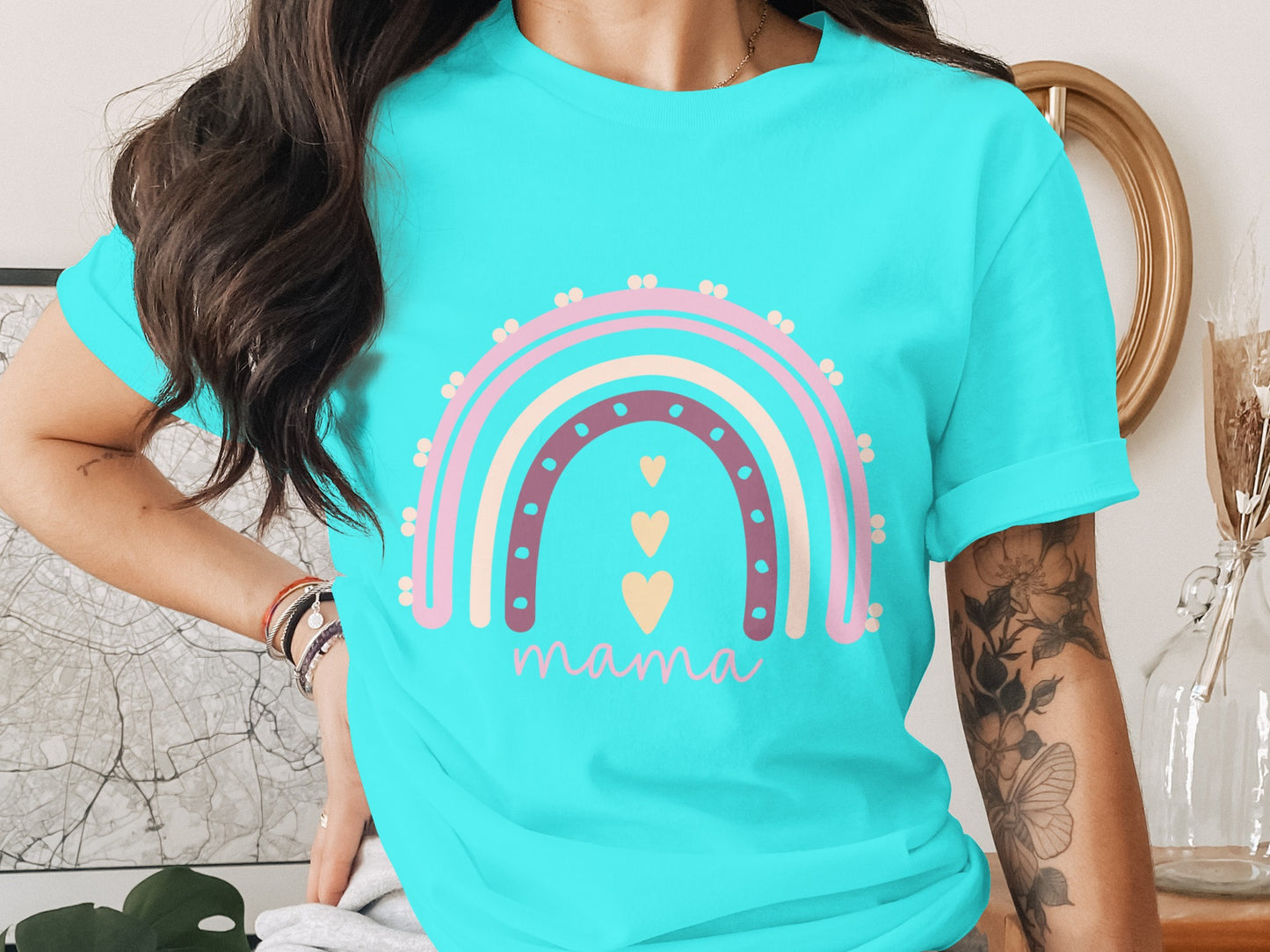 Rainbow Hearts Mama Graphic Shirt