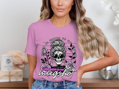 Pink Skull Graphic Mugshot T-Shirt