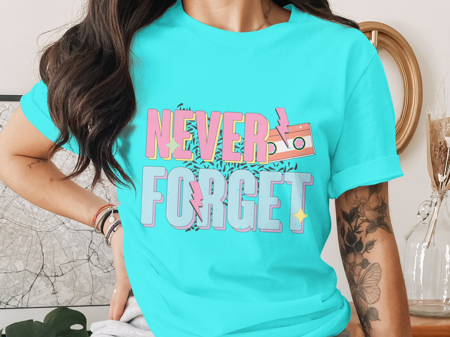 Never Forget Graphic Tee Fun Retro Inspired Fashion