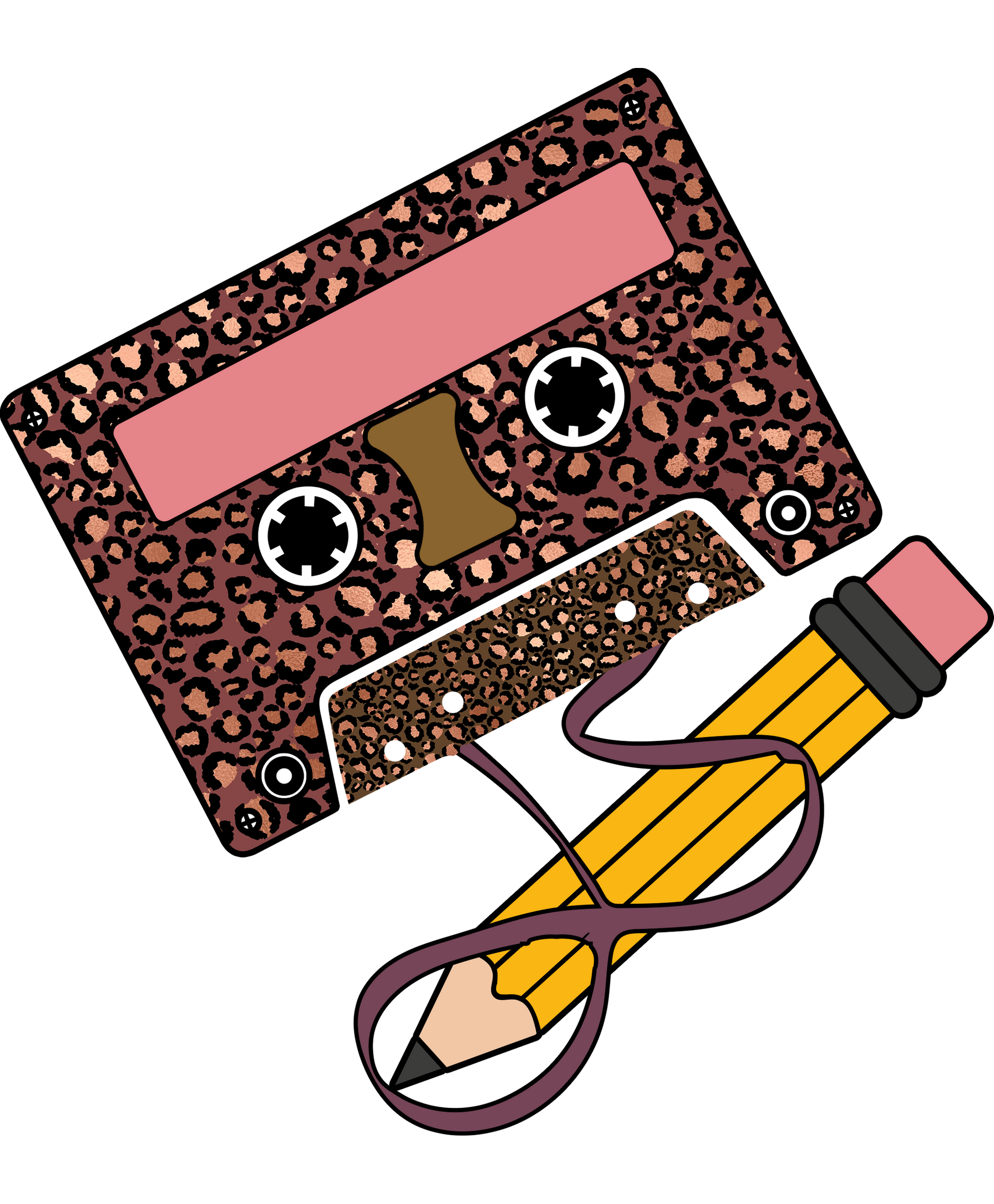 Fun Retro Leopard Print Pencil Graphic Design