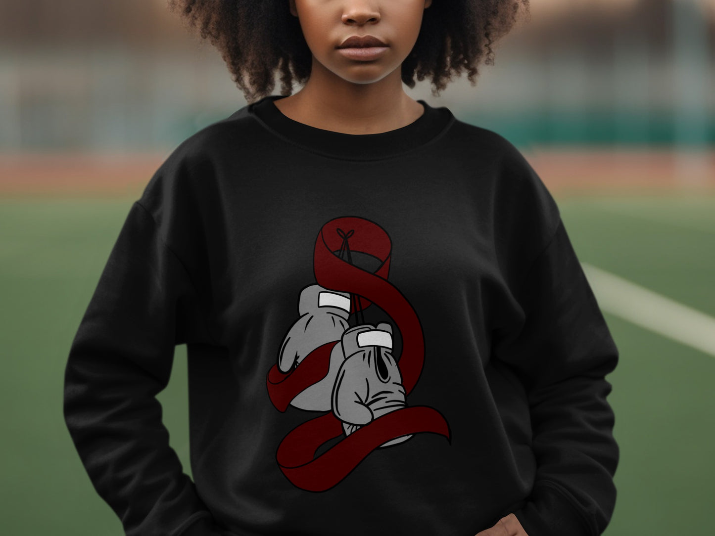 Cozy Red Ribbon and Gloves Graphic Sweatshirt