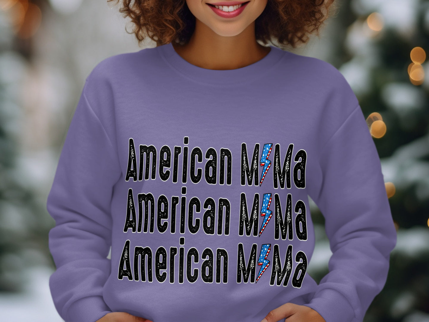 American Mama Bold Lettering Festive Sweatshirt