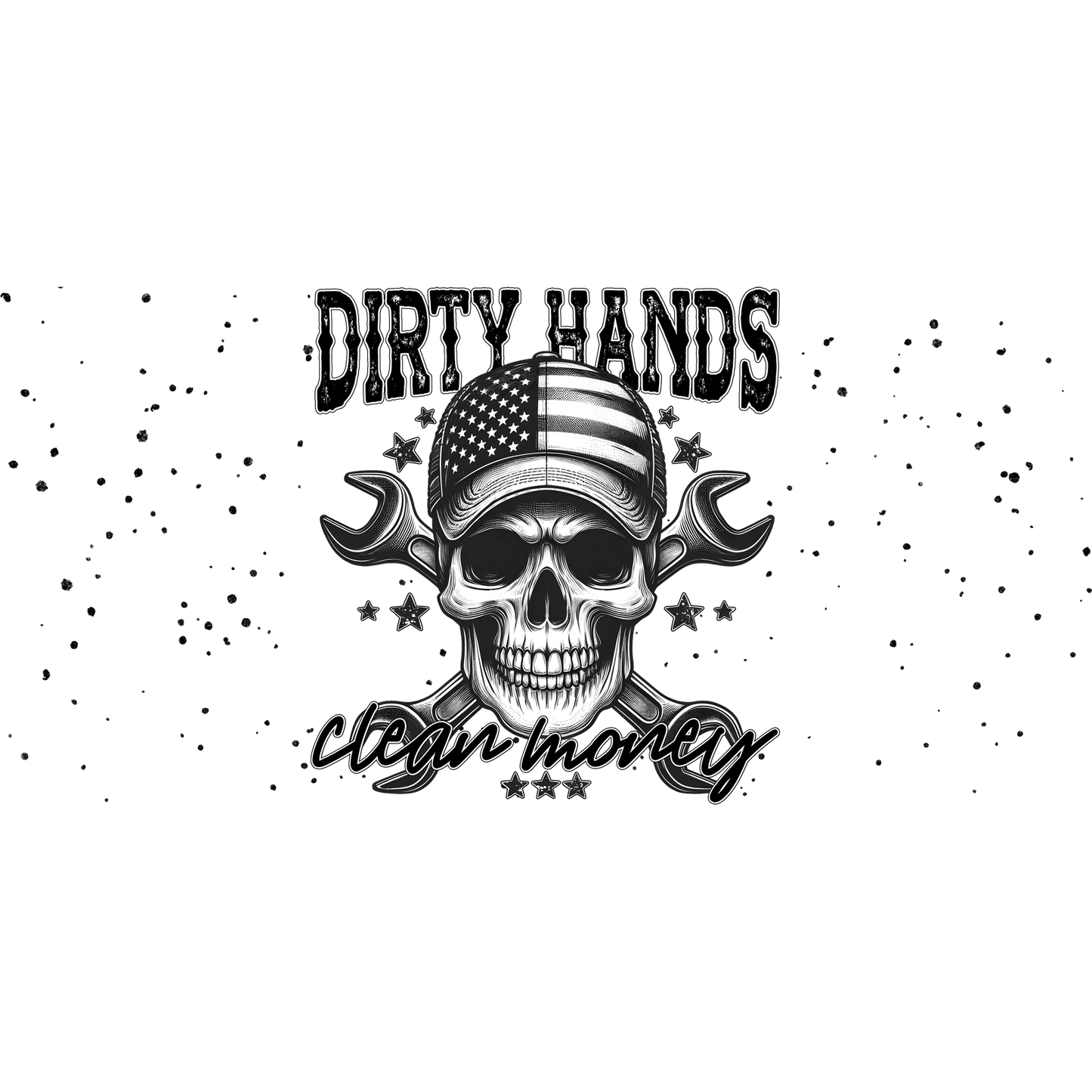 Dirty Hands Clean Money Skull Mechanic Art Decal