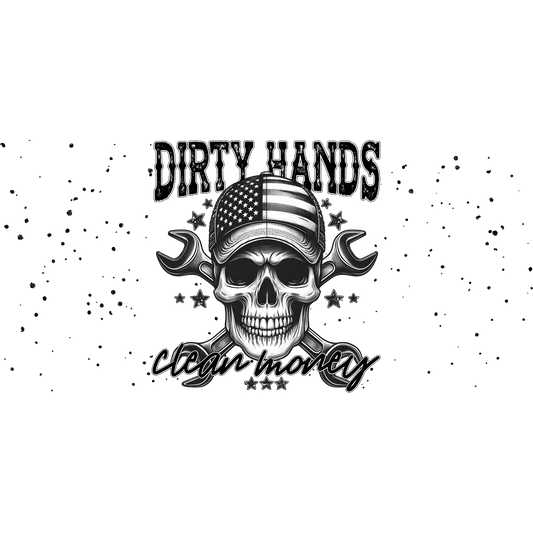Dirty Hands Clean Money Skull Mechanic Art Decal