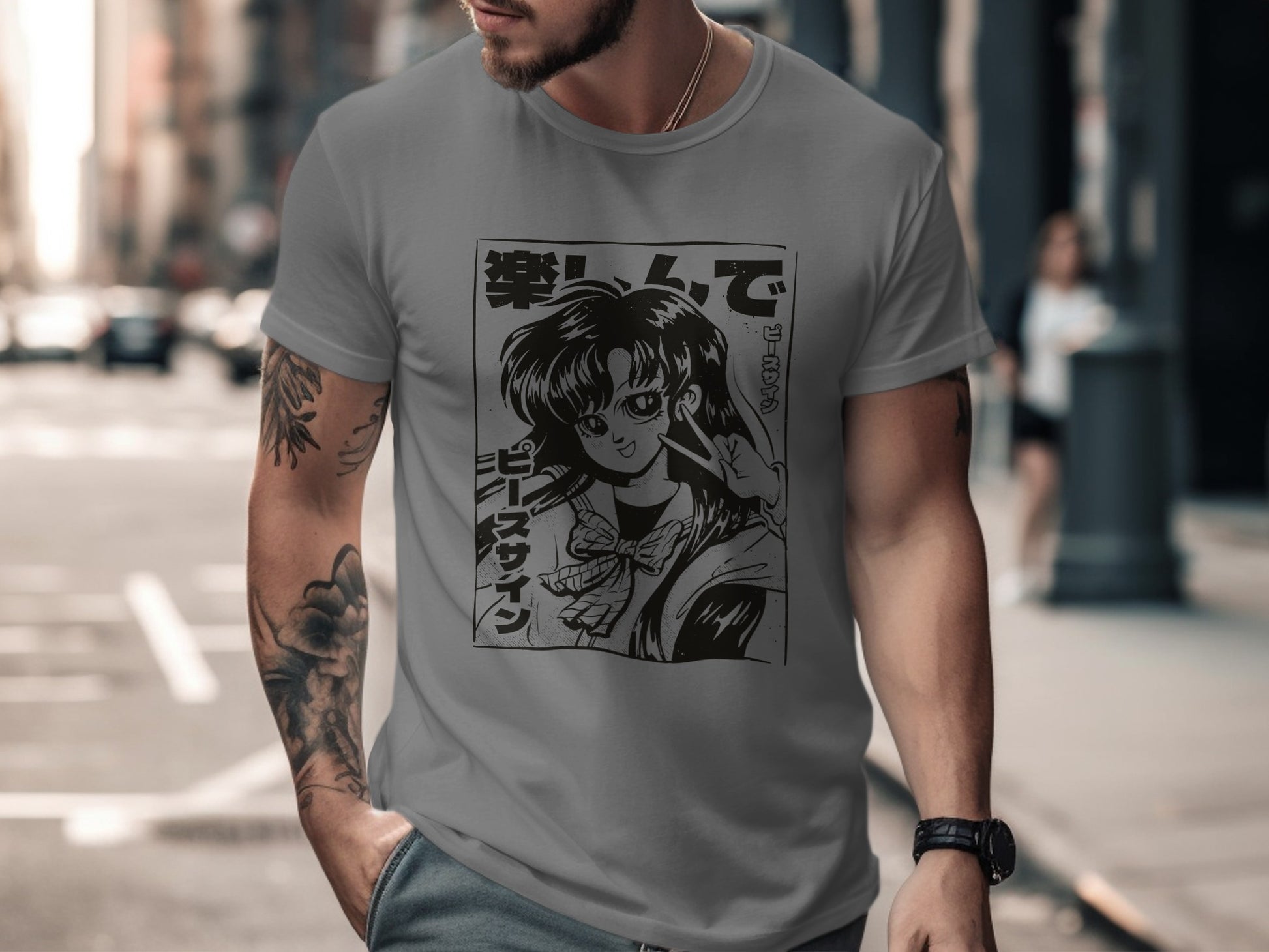 Retro Manga Style Graphic T-Shirt Fashion Product