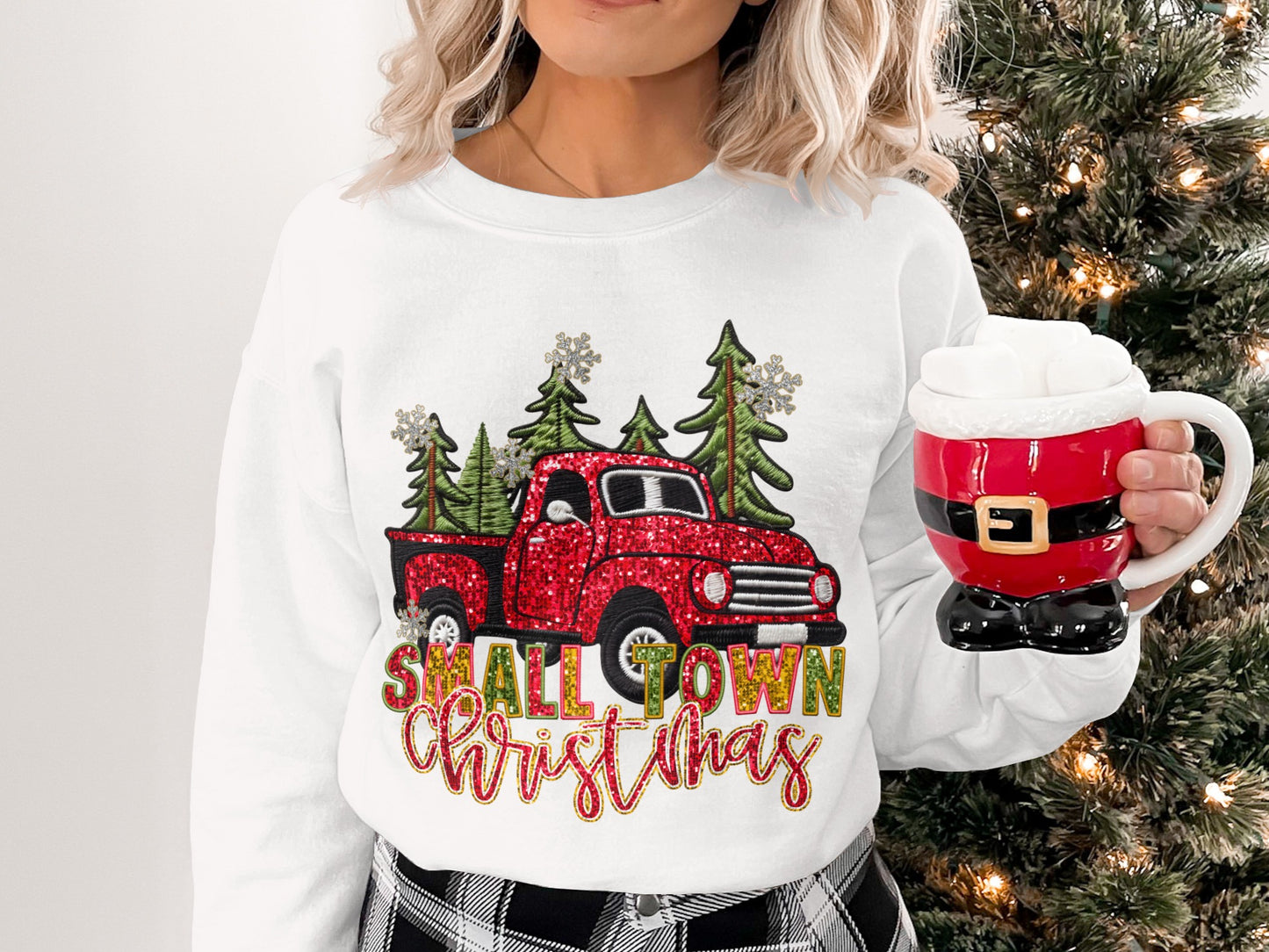 Small Town Christmas Truck Long Sleeve Top