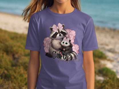 Cute Beautiful Baby Raccoon and Cat Graphic T-Shirt