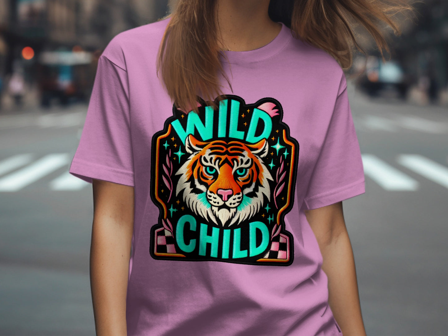 Wild Child Tiger Graphic Tee Shirt Design