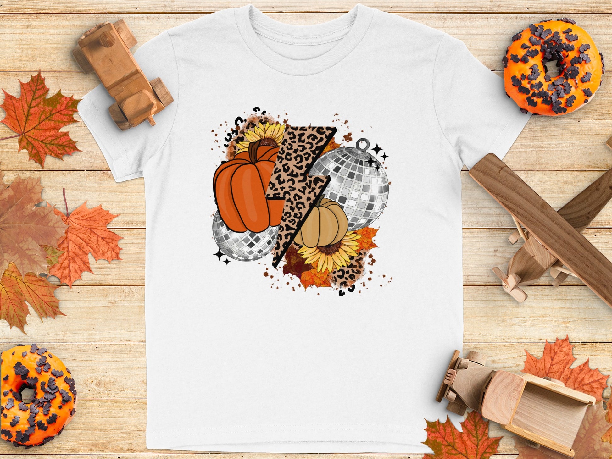 Fall Pumpkin and Leopard Print Design Shirt