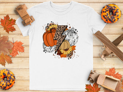 Fall Pumpkin and Leopard Print Design Shirt