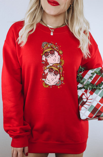 Cute Santa Graphic Red Holiday Sweatshirt