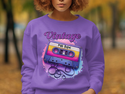 Vintage Mix Tape Graphic Purple Sweatshirt Product