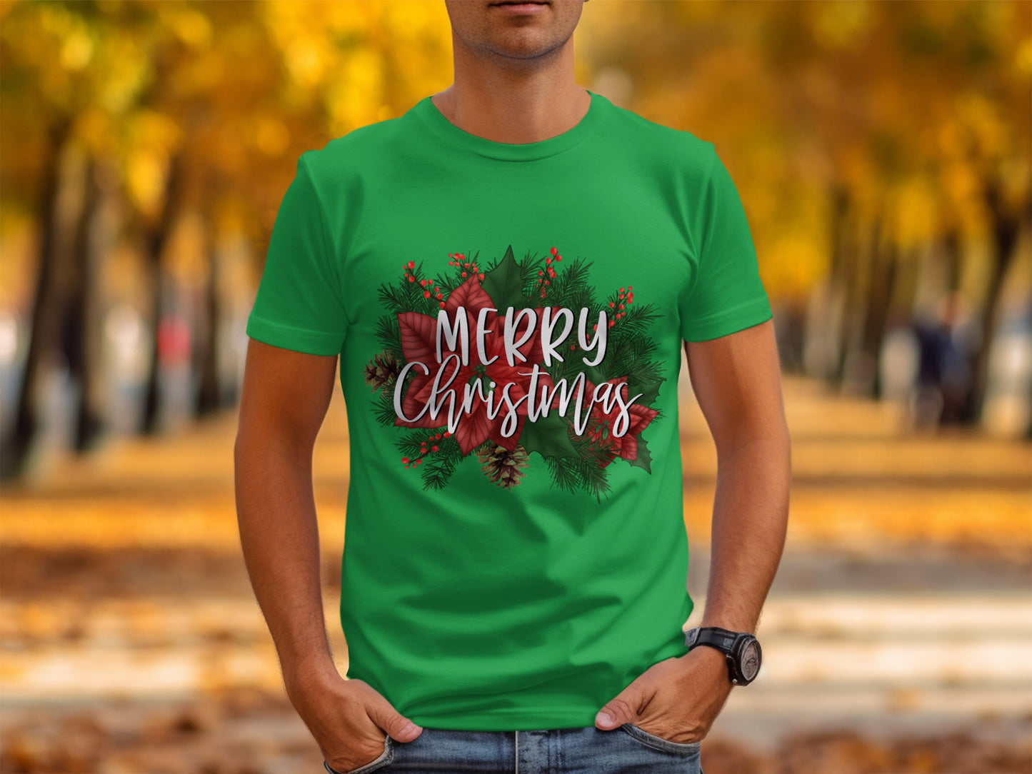 Merry Christmas Green Holiday T-shirt