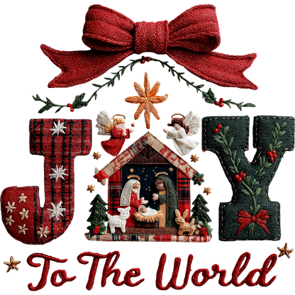 Christmas Joy To The World Embroidery Design Decor