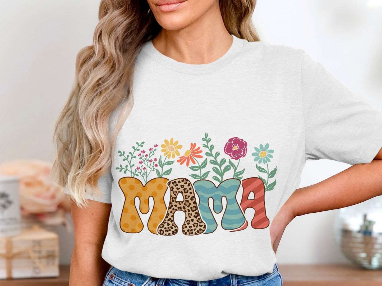Stylish White Mama Graphic Tee Shirt Design