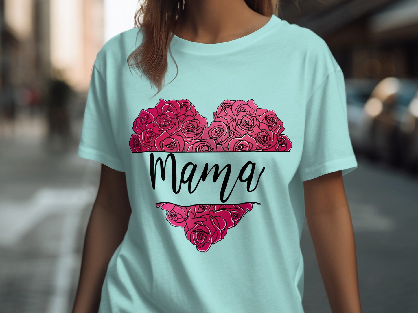 Beautiful Heart Roses Mama Shirt for Mothers Day