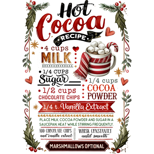 Hot Cocoa Recipe Kitchen Decor Poster