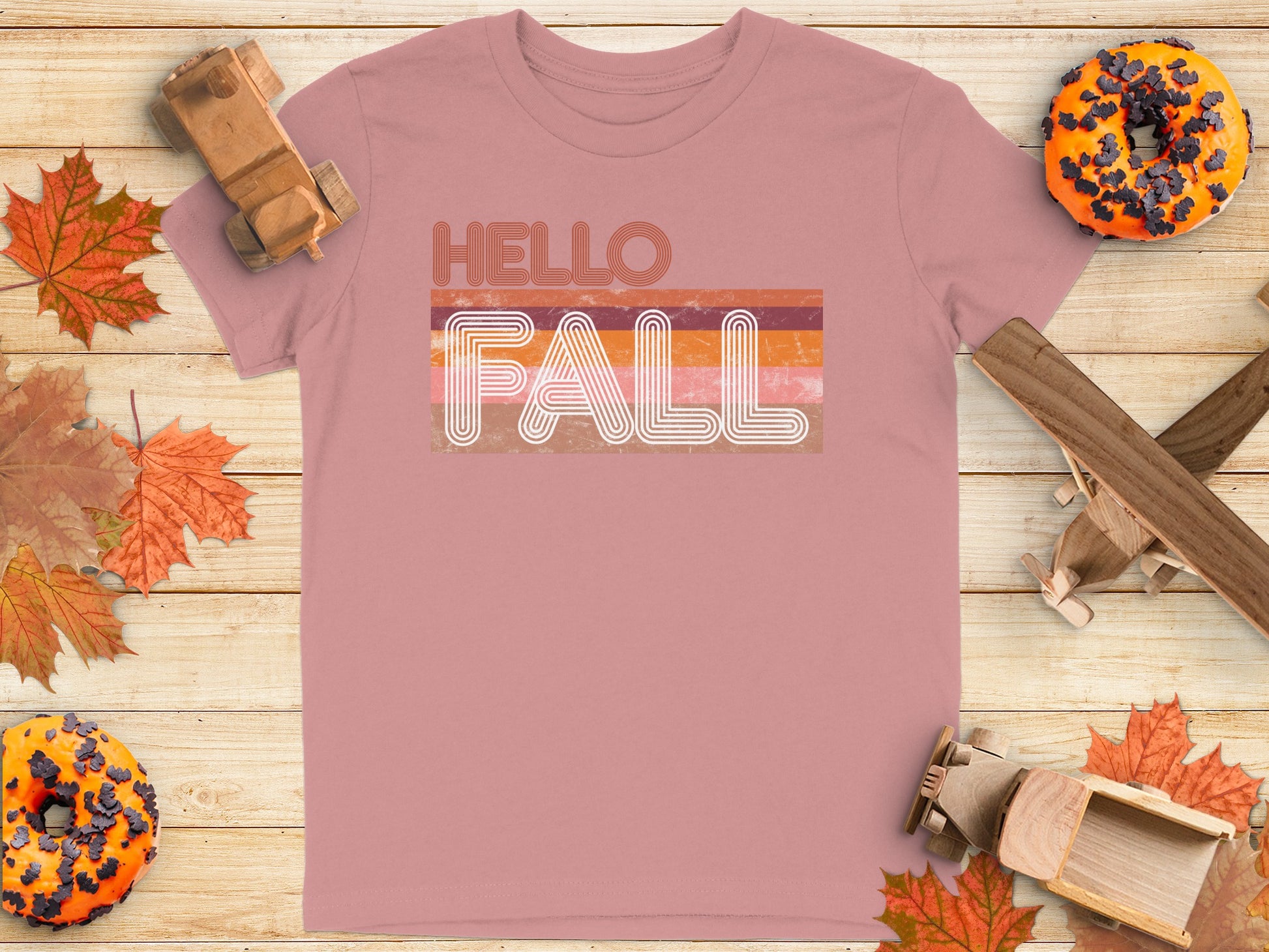 HELLO FALL Graphic Tee with Autumn Colors Design