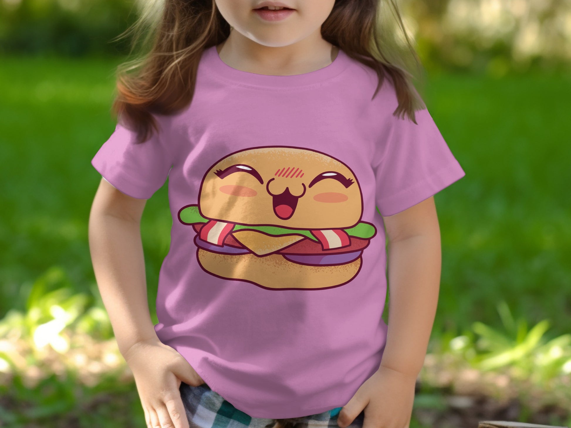 Adorable Smiling Burger Graphic Kid's T-Shirt