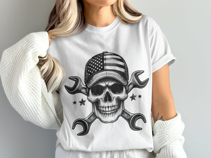 American Skull and Wrenches Graphic Tee