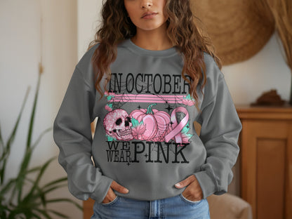 In October We Wear Pink Graphic Sweatshirt Product