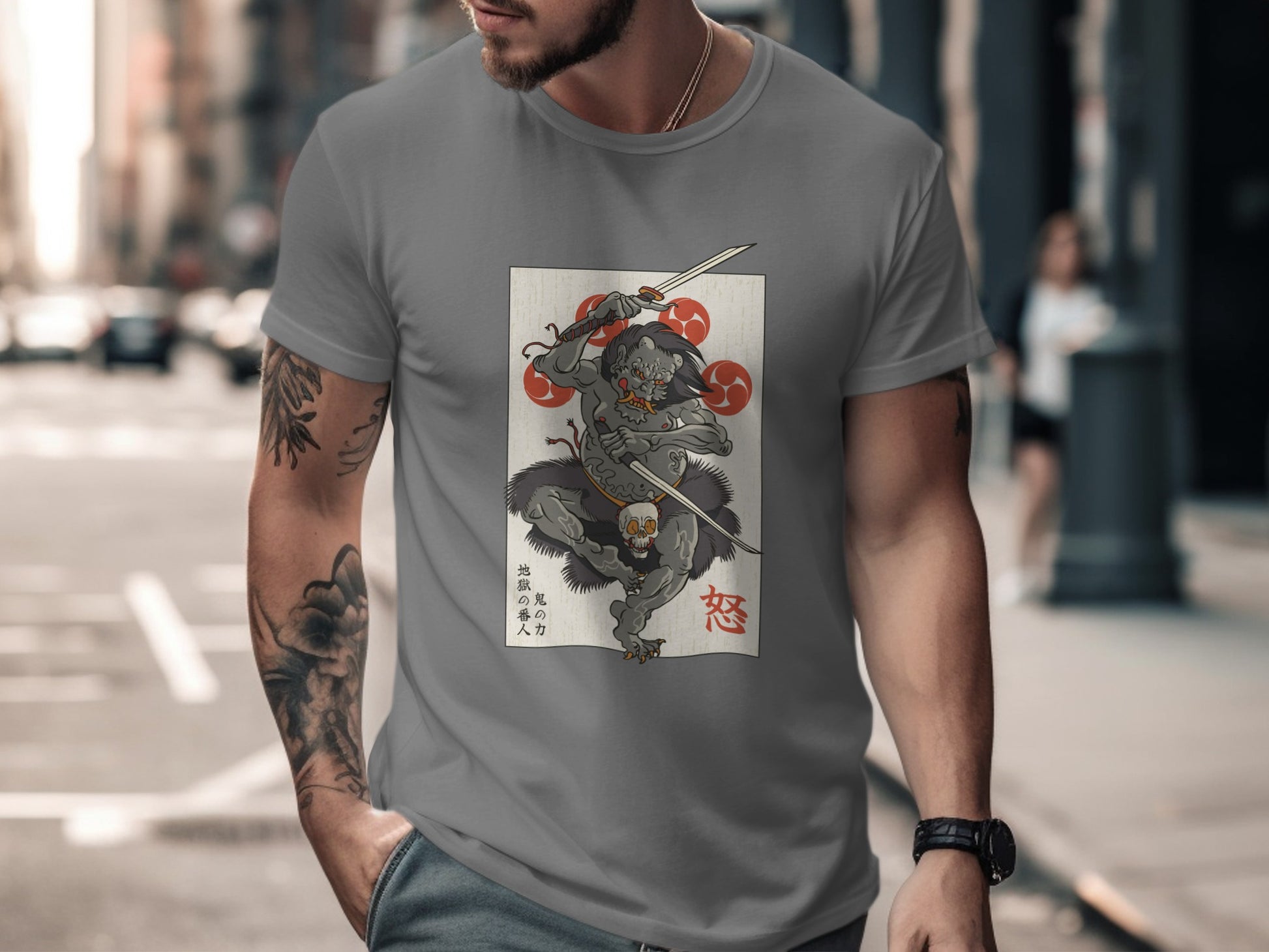 Samurai Monster Art Graphic Tee Urban Streetwear