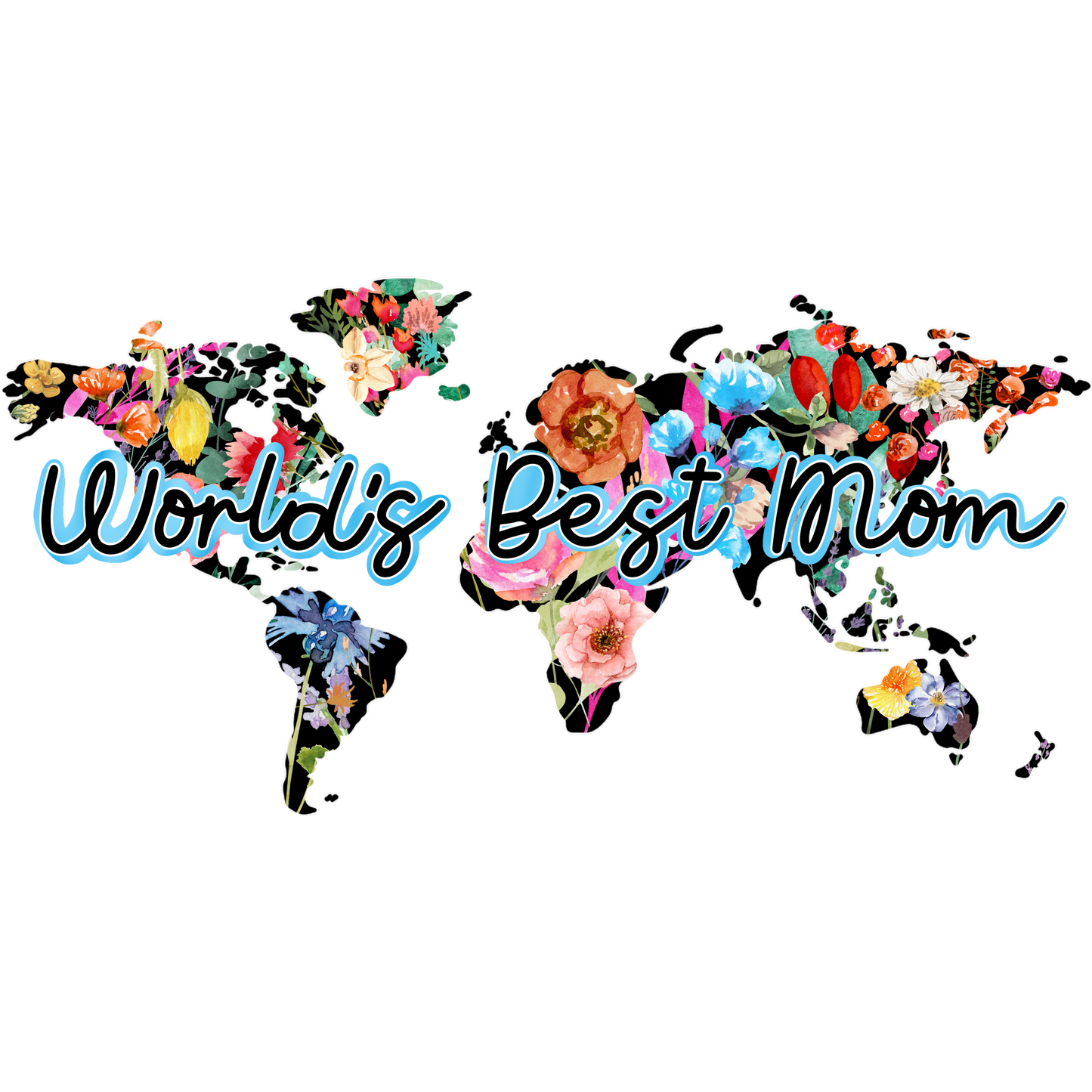 World's Best Mom Floral Map Wall Art Décor