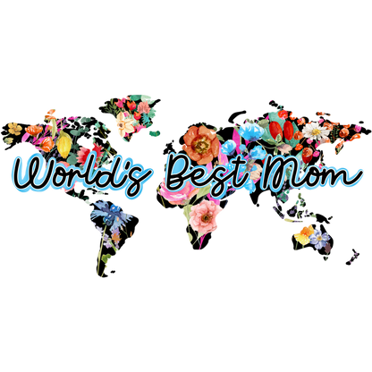 World's Best Mom Floral Map Wall Art Décor