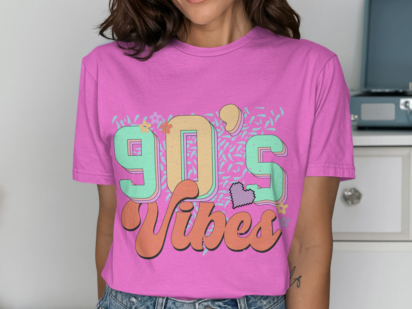 Colorful Retro 90's Vibes Graphic Tee Shirt