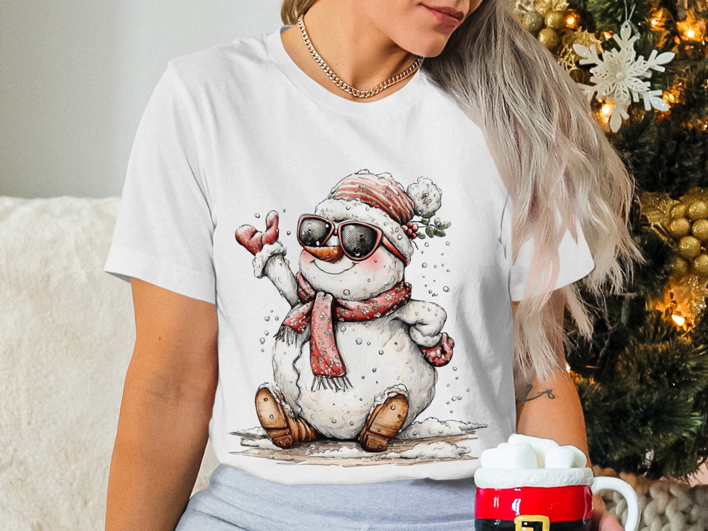 Cute Snowman with Sunglasses Graphic Tee product