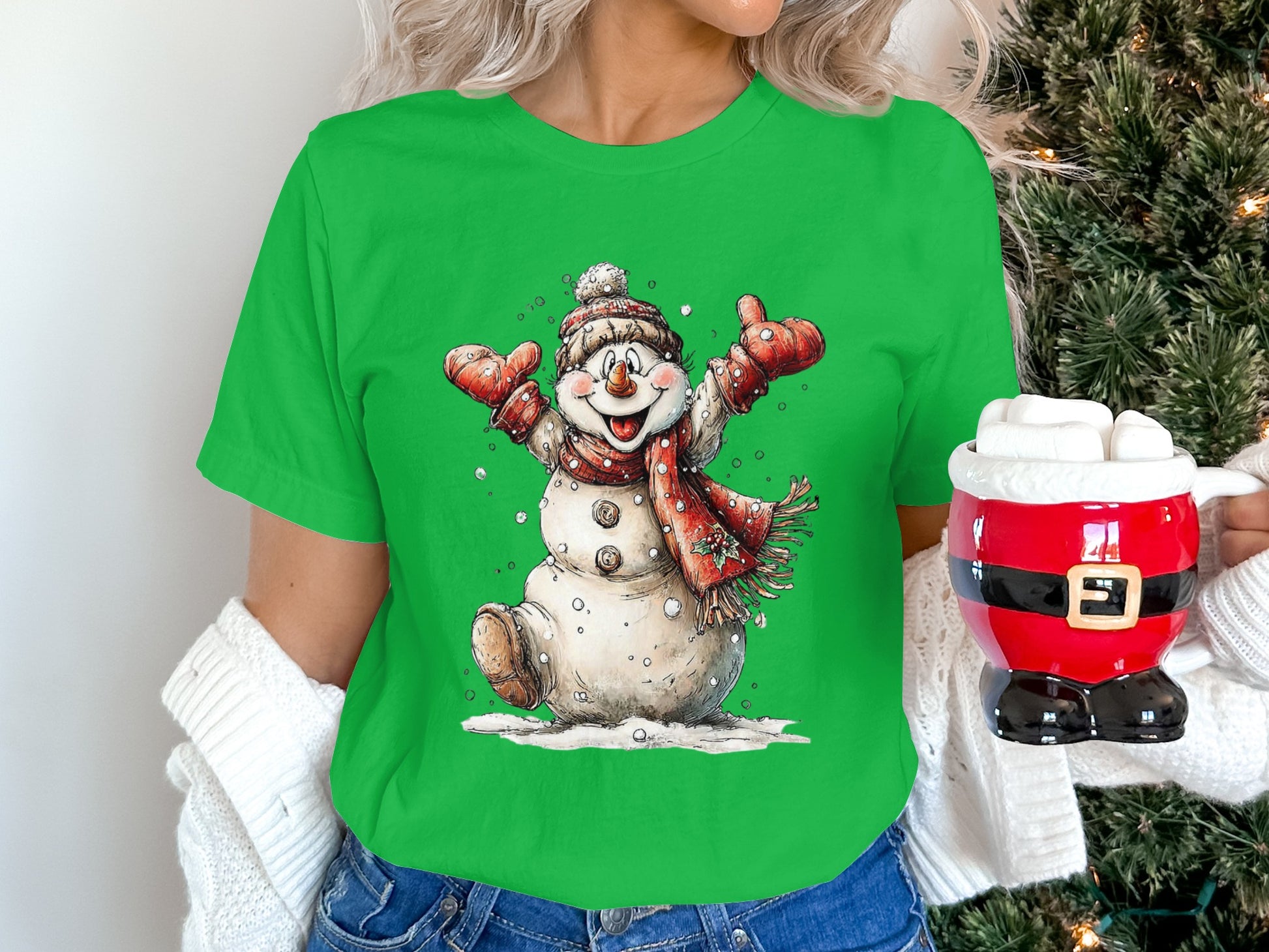 Festive Snowman Cheerful Holiday T-Shirt