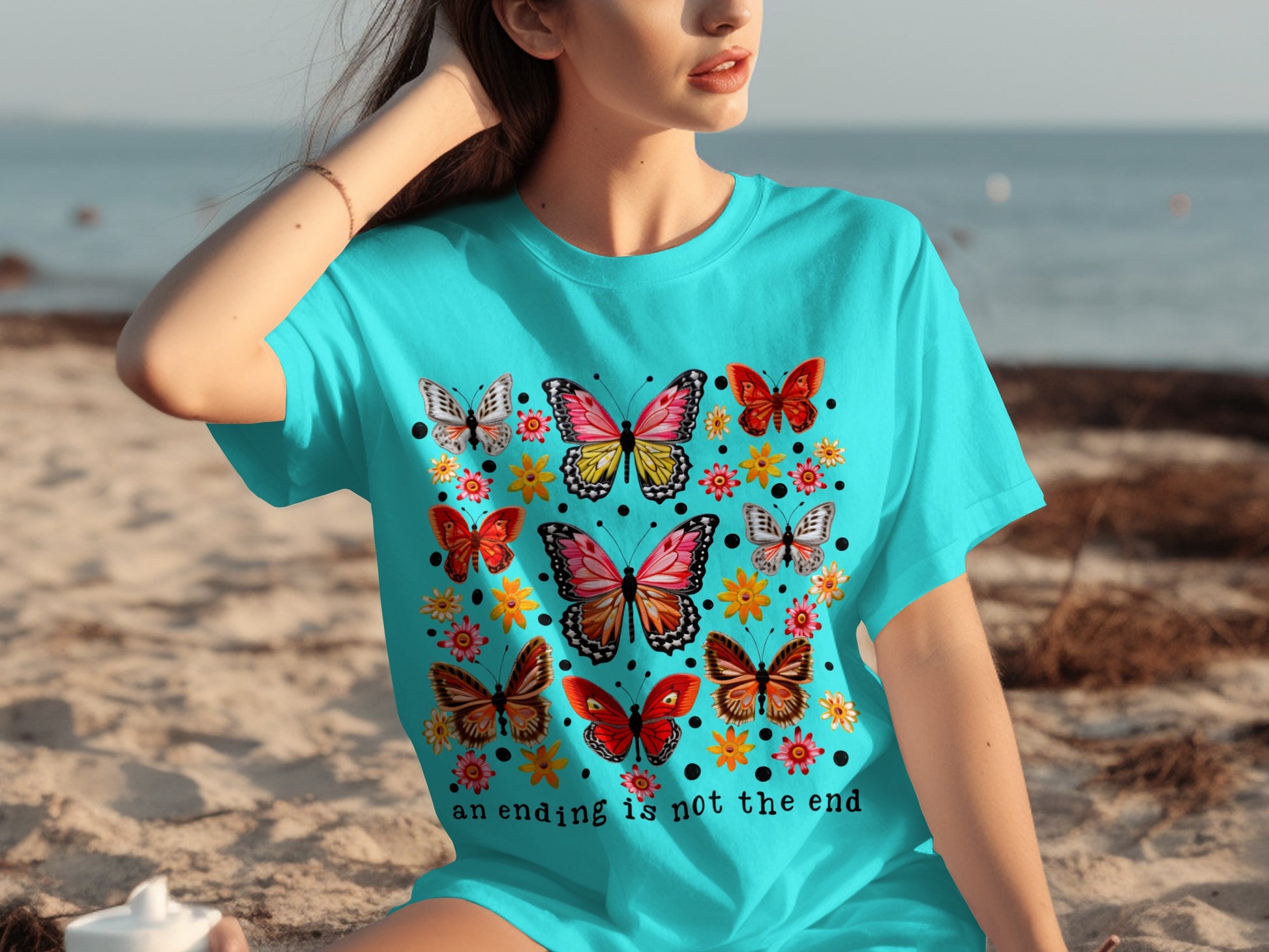 Butterfly Print An Ending Is Not The End T-shirt