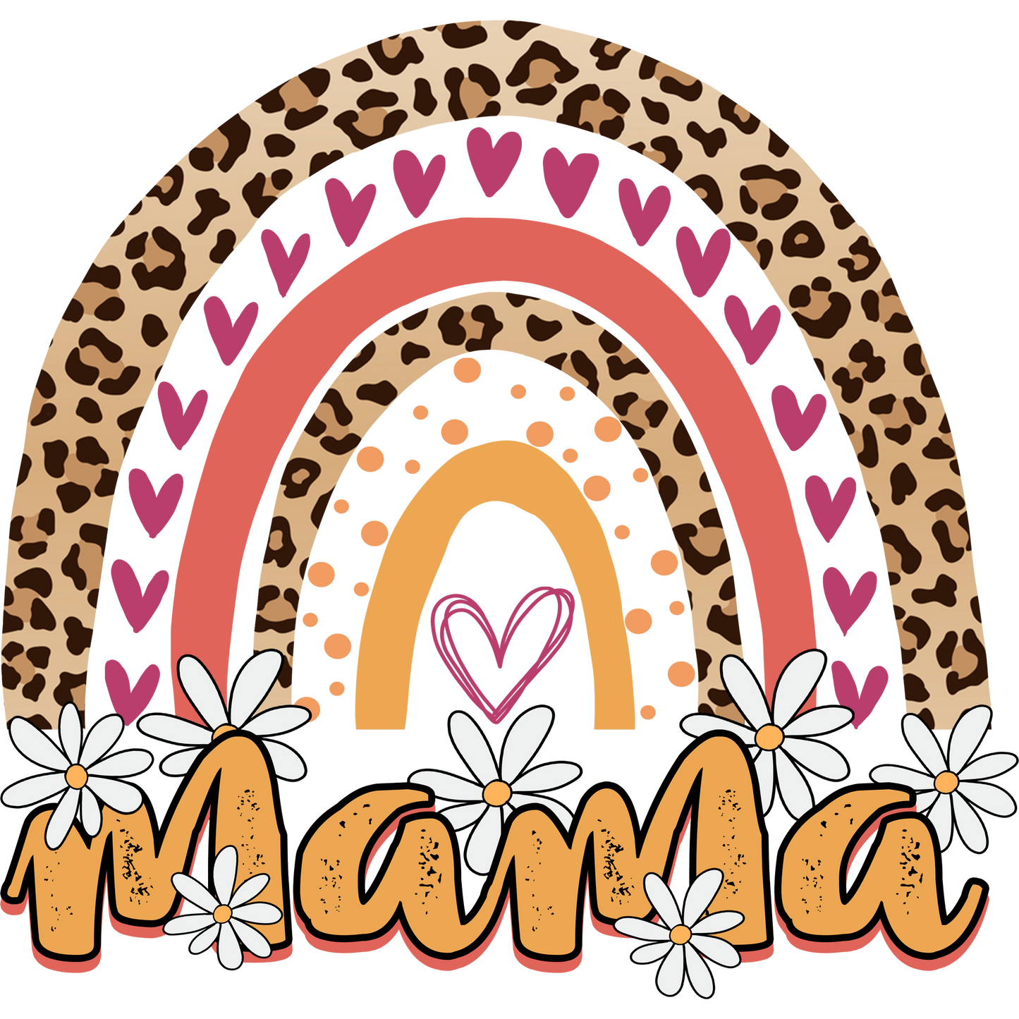 Colorful Mama Rainbow Design With Hearts Shirt