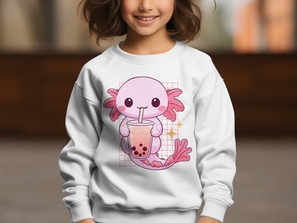 Adorable Axolotl Drinking Bubble Tea Sweatshirt