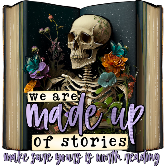 We Are Made Up Of Stories Skull Image Reading Decor